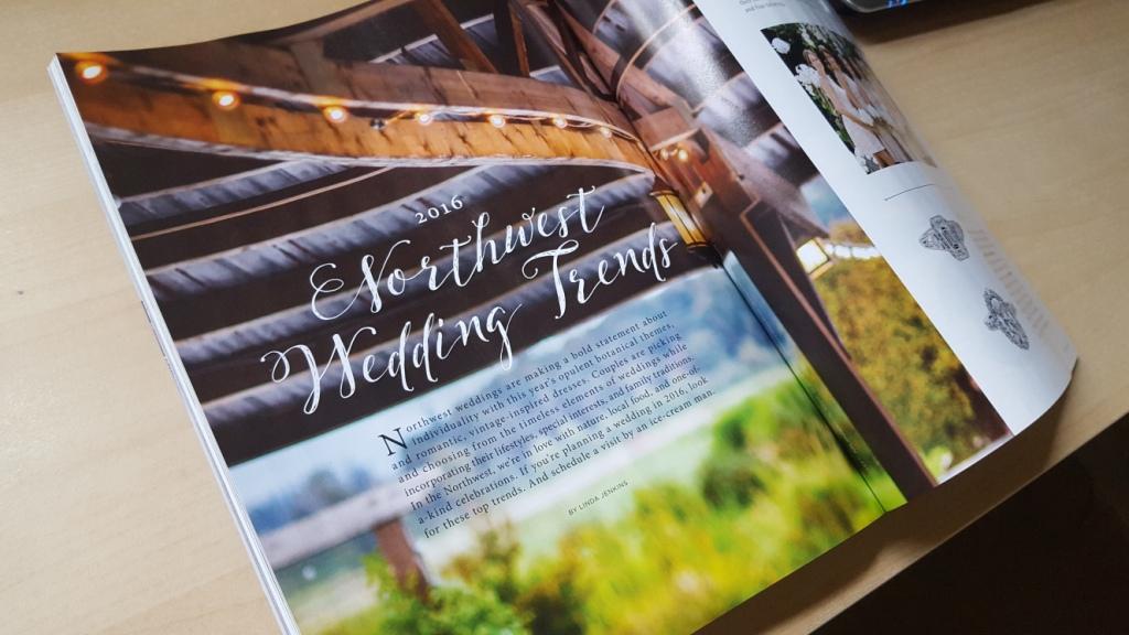 2016 Northwest Wedding Trends in 425 Magazine. The photo in the magazine is by Jon Anderson.